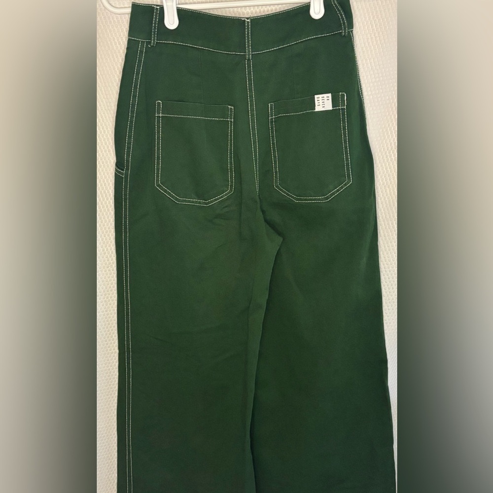 Oh Seven Days High Kick Trousers Wide Leg Pants Forest Green Sz 25 - Picture 5 of 7